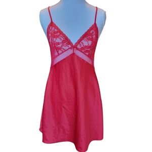 Victoria's Secret Red Lace Silky Lingerie Slip Dress